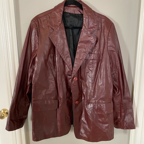 Vintage Burgundy General Leather NY Blazer, L - Picture 2 of 6